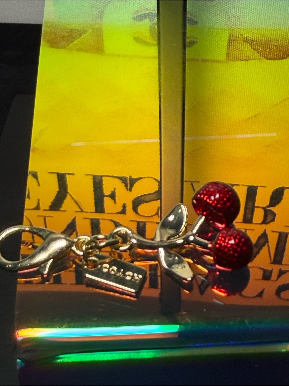 Coach Small Red Glitter Cherry Bag Charm - Picture 5 of 5